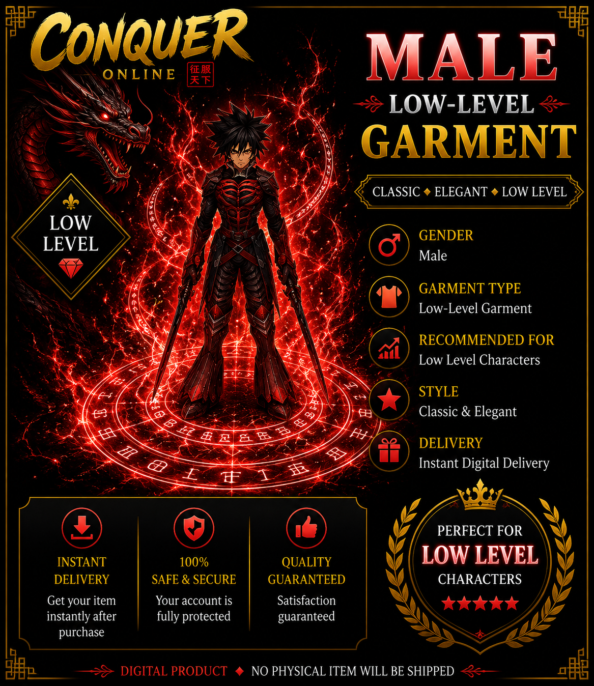 Crimson Shadow Demon Male LOW Garment – Conquer Online | Garments Only