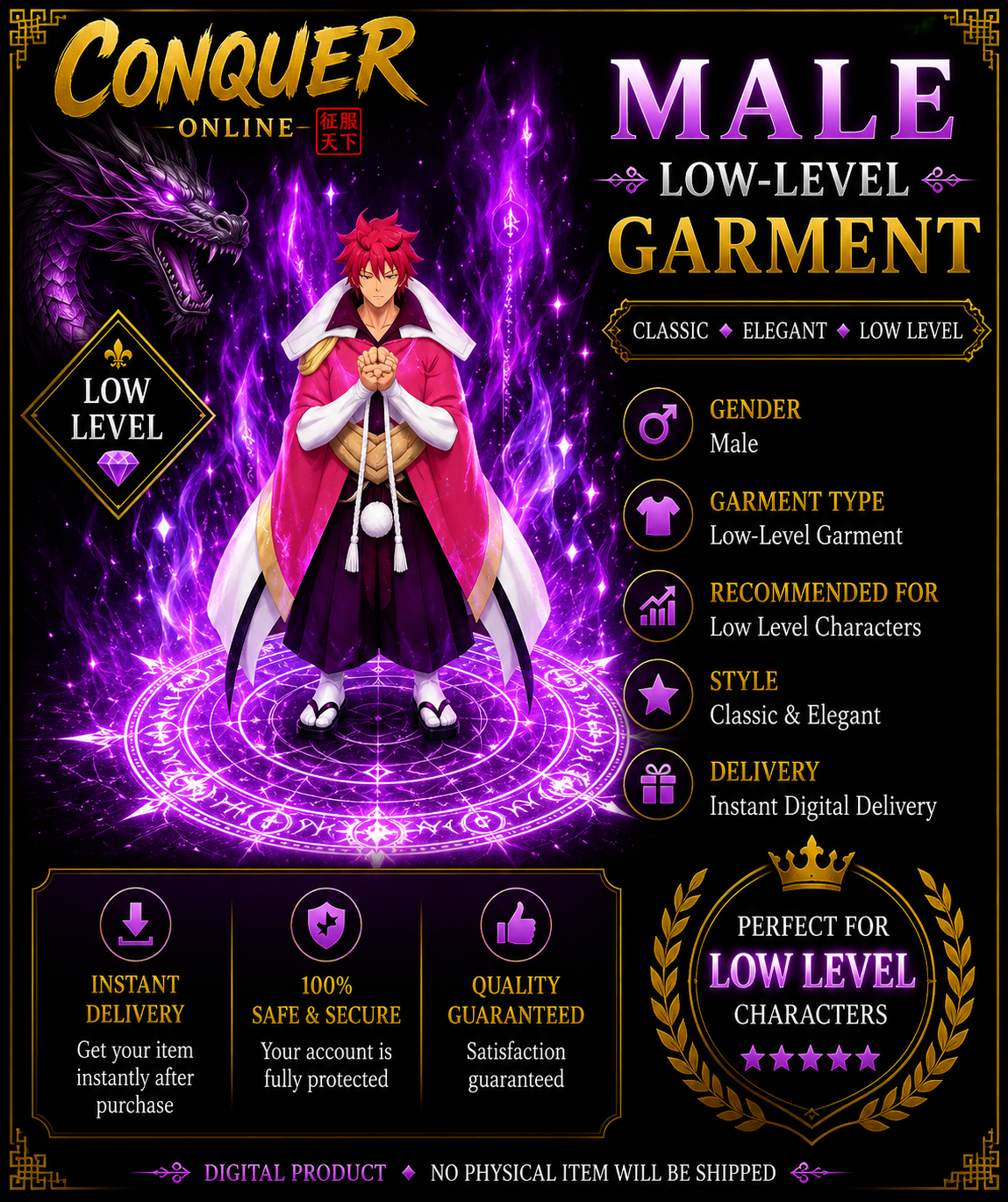 Mystic Crimson Moon Male LOW Garment – Conquer Online | Garments Only